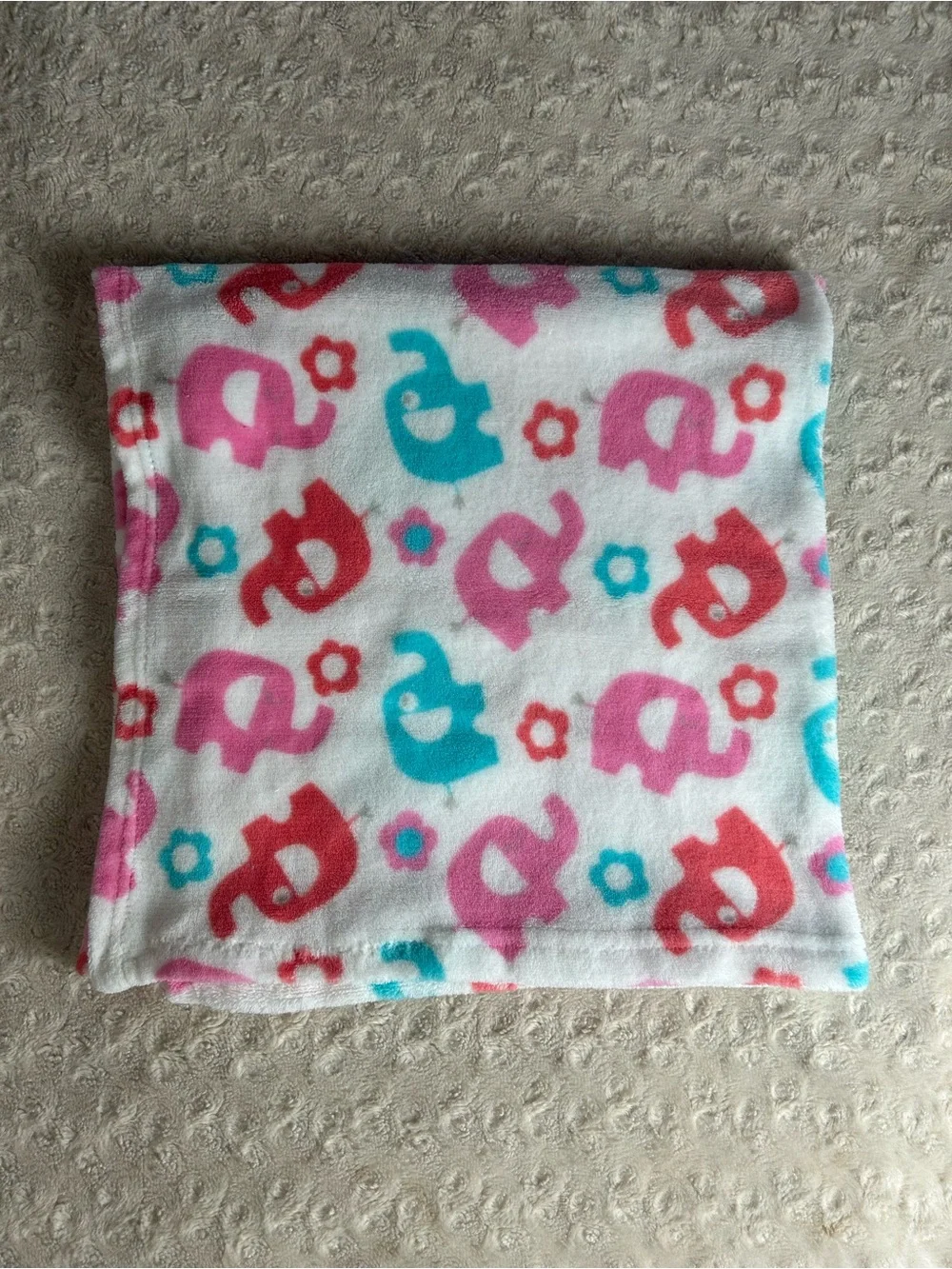 Zak & Zoey Pink Blue Elephants Baby Blanket Flowers White Gray Floral